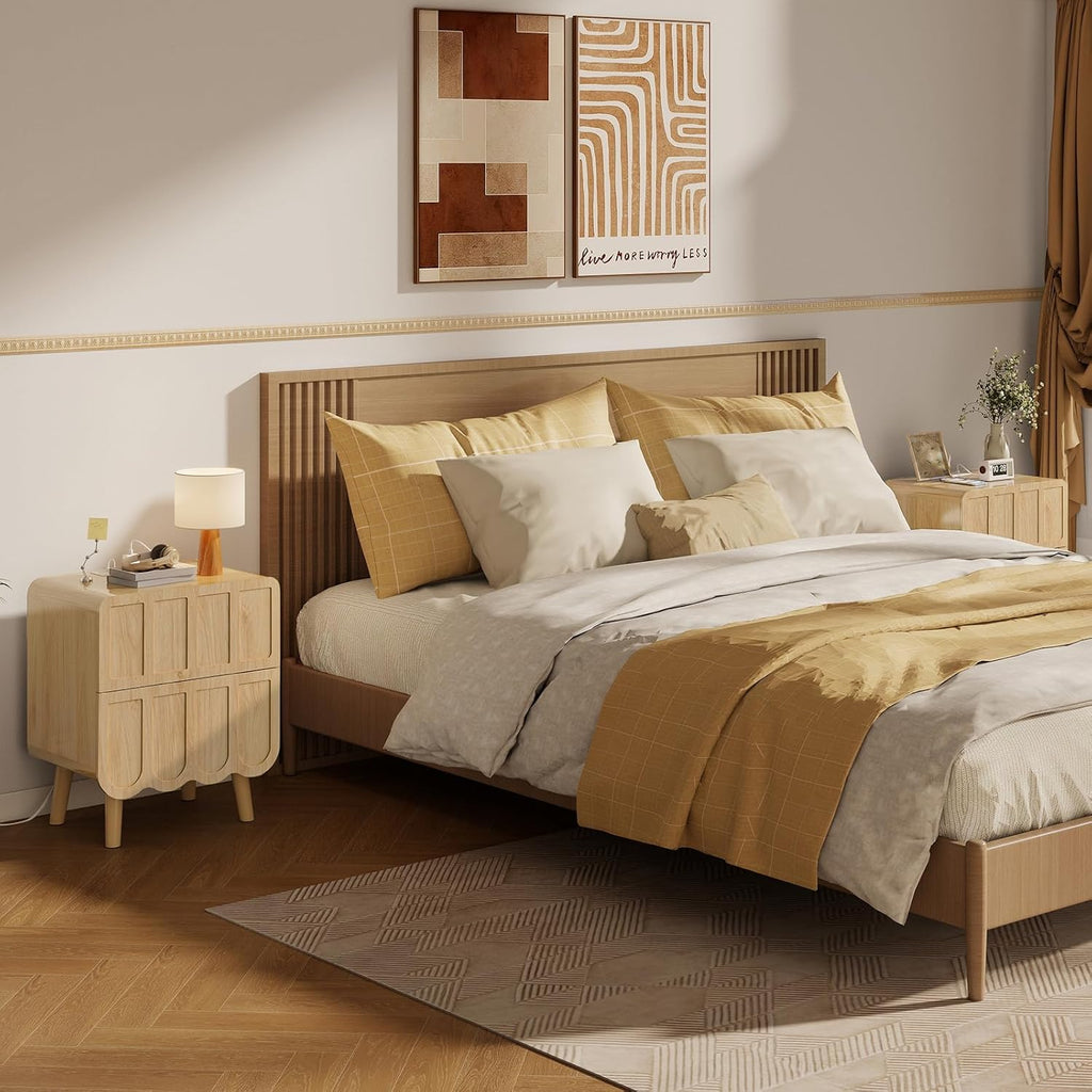 Dual-Drawer Charging Nightstand with USB