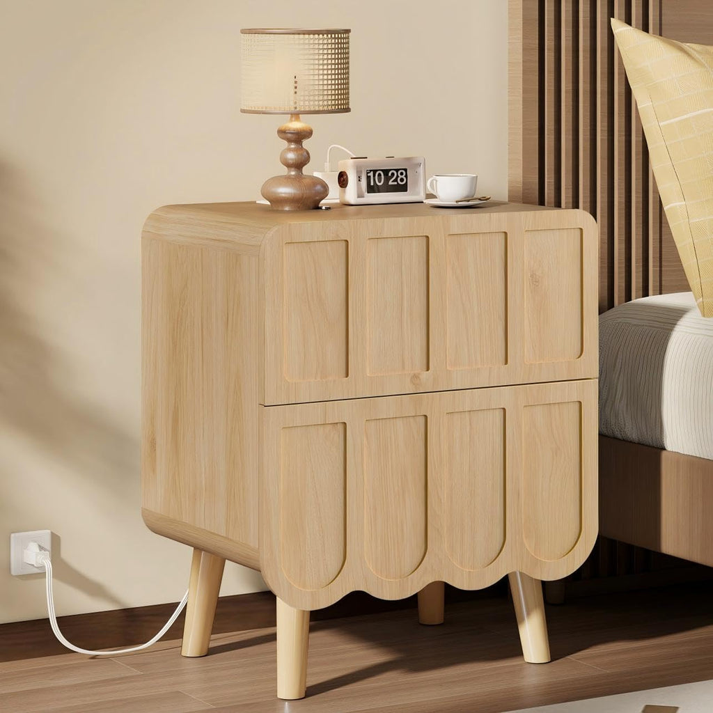 Dual-Drawer Charging Nightstand with USB