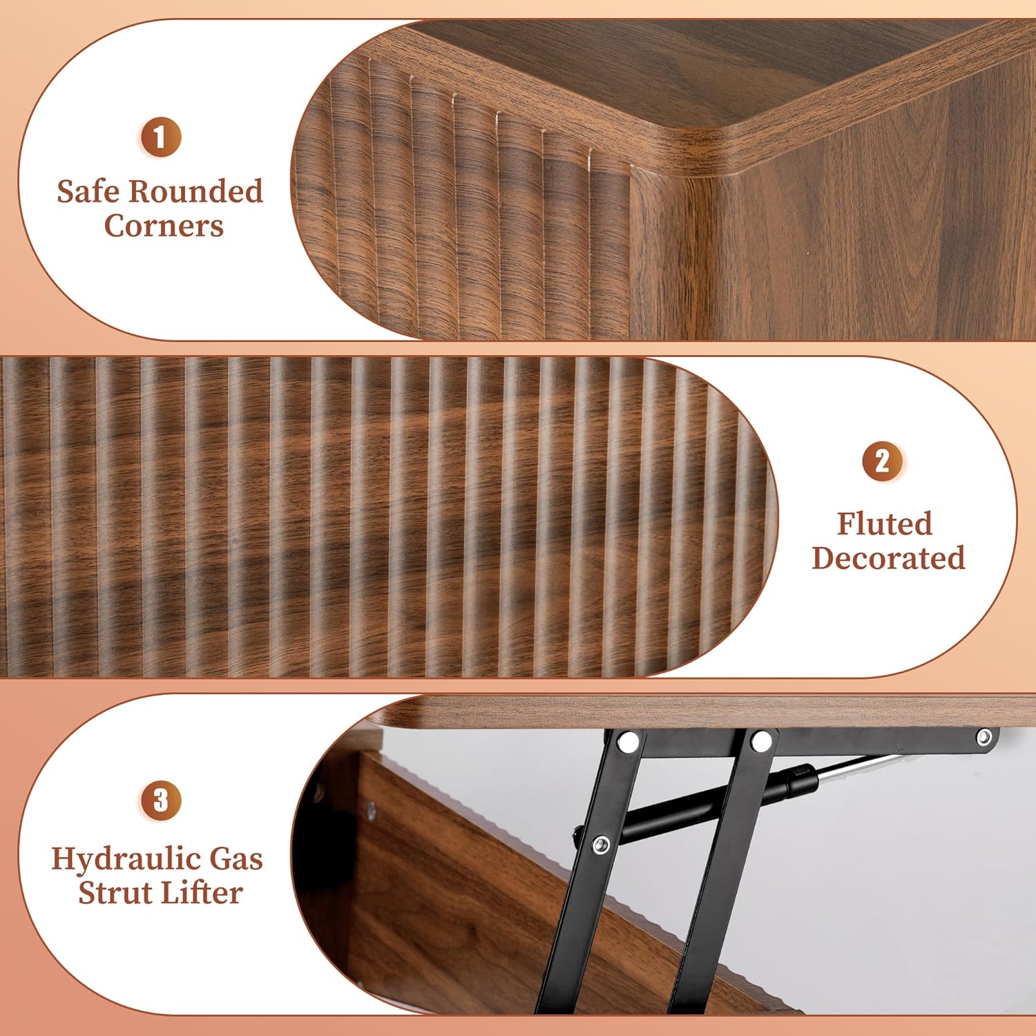 Fluted Lift-Top Coffee Table